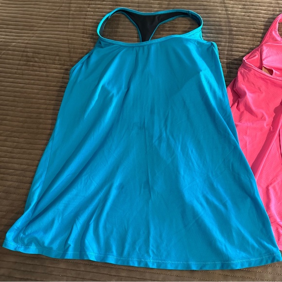 Victoria’s Secret VSX Sport Blue Pink Racerback Tank Tops - Picture 2 of 10